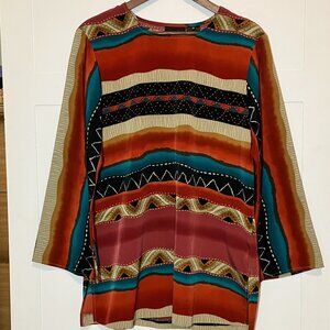 Anthony Mark‎ Hankins Women's Medium Top Striped Tunic Boho Western Tribal